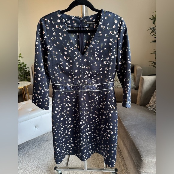 Banana Republic Navy Blue Floral Dress Size 4 - Picture 3 of 13